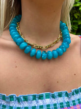 Chunky Rondelle Collar - Green Turquoise