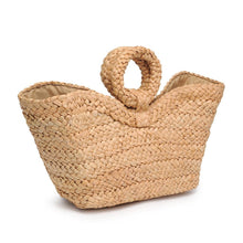 Braided Ring Handle Straw Tote