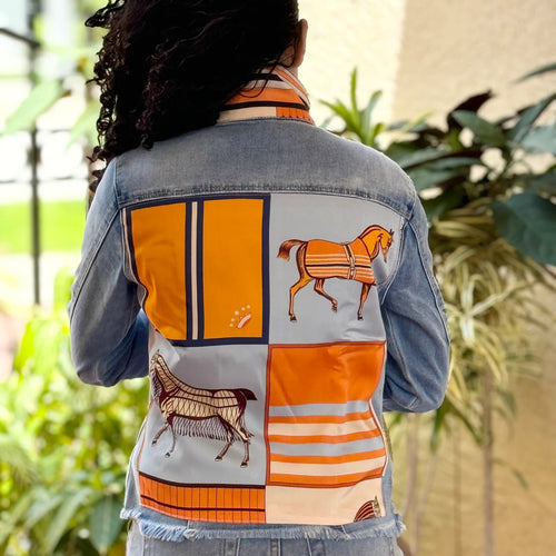 Vintage Scarf Jean Jacket