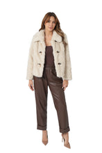 Ivory Herringbone Faux Fur Jacket