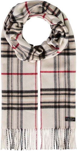 Fringed Plaid Scarf - Ivory