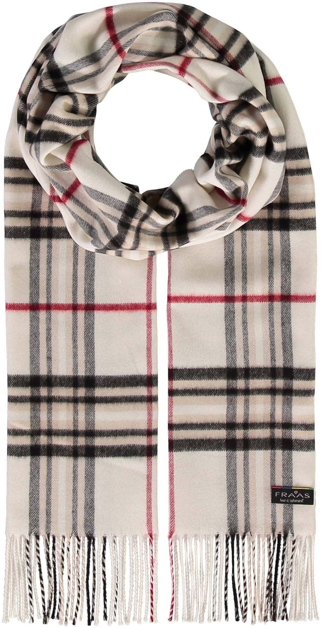 Fringed Plaid Scarf - Ivory