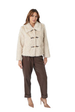 Ivory Herringbone Faux Fur Jacket