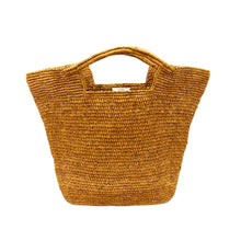 Crocheted Straw Basket Bag - Denim