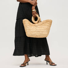 Braided Ring Handle Straw Tote