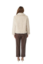 Ivory Herringbone Faux Fur Jacket