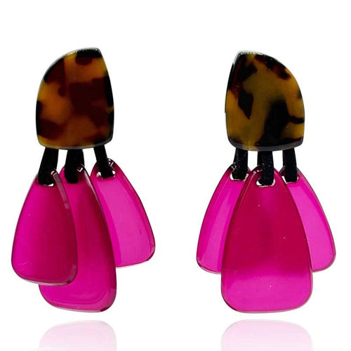 Triple Lucite Drops - Fuchsia