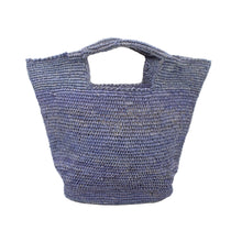 Crocheted Straw Basket Bag - Denim