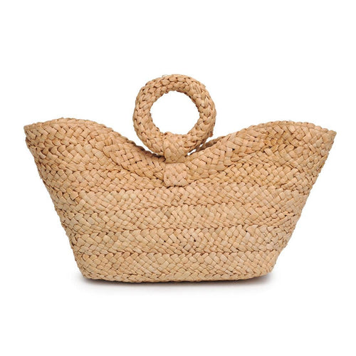Braided Ring Handle Straw Tote