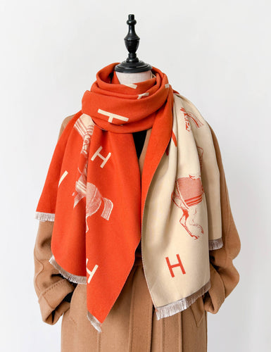 Reversible Wrap - Orange & Cream