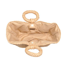 Braided Ring Handle Straw Tote