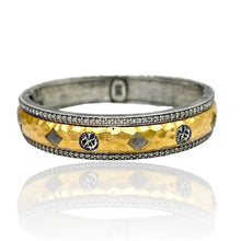 Hammered Coin & Labradorite Bangle