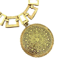 Vintage Damascene Pendant Necklace