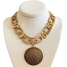 Vintage Damascene Pendant Necklace