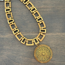 Vintage Damascene Pendant Necklace