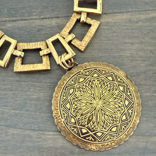Vintage Damascene Pendant Necklace
