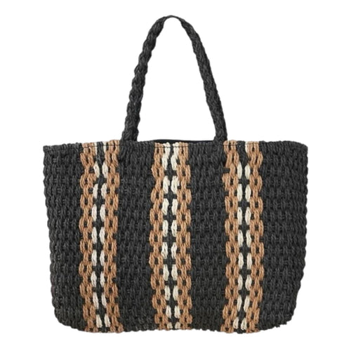 Chain Gang Straw Tote - Black