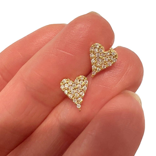 Pave Heart Studs