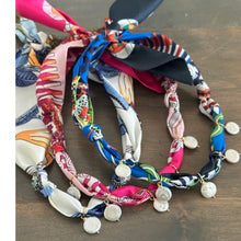 Scarf Necklace - Multi Pearl Drop (Blue)