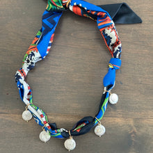 Scarf Necklace - Multi Pearl Drop (Blue)