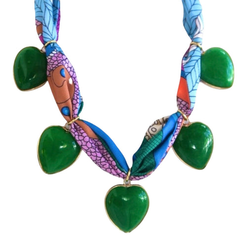 All Heart Scarf Necklace - Green