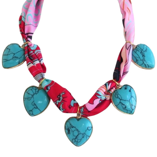 All Heart Scarf Necklace - Turquoise