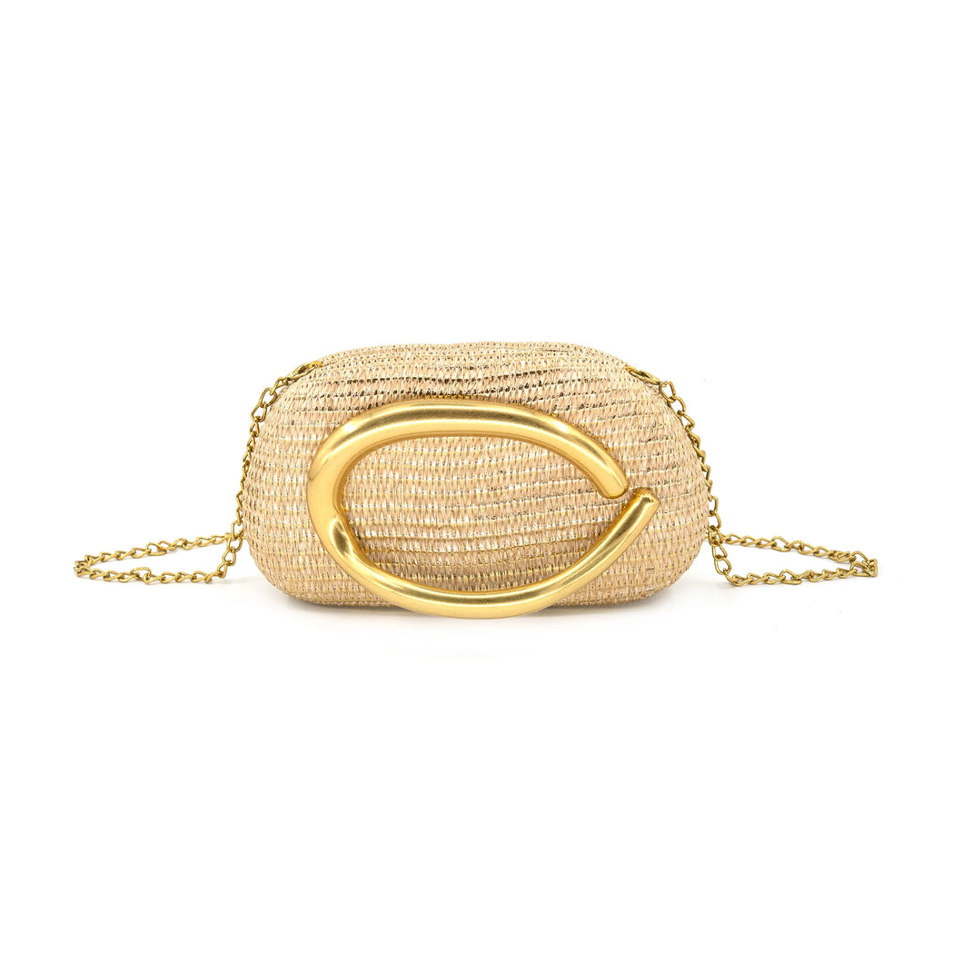 Oval Clutch - Woven Gold