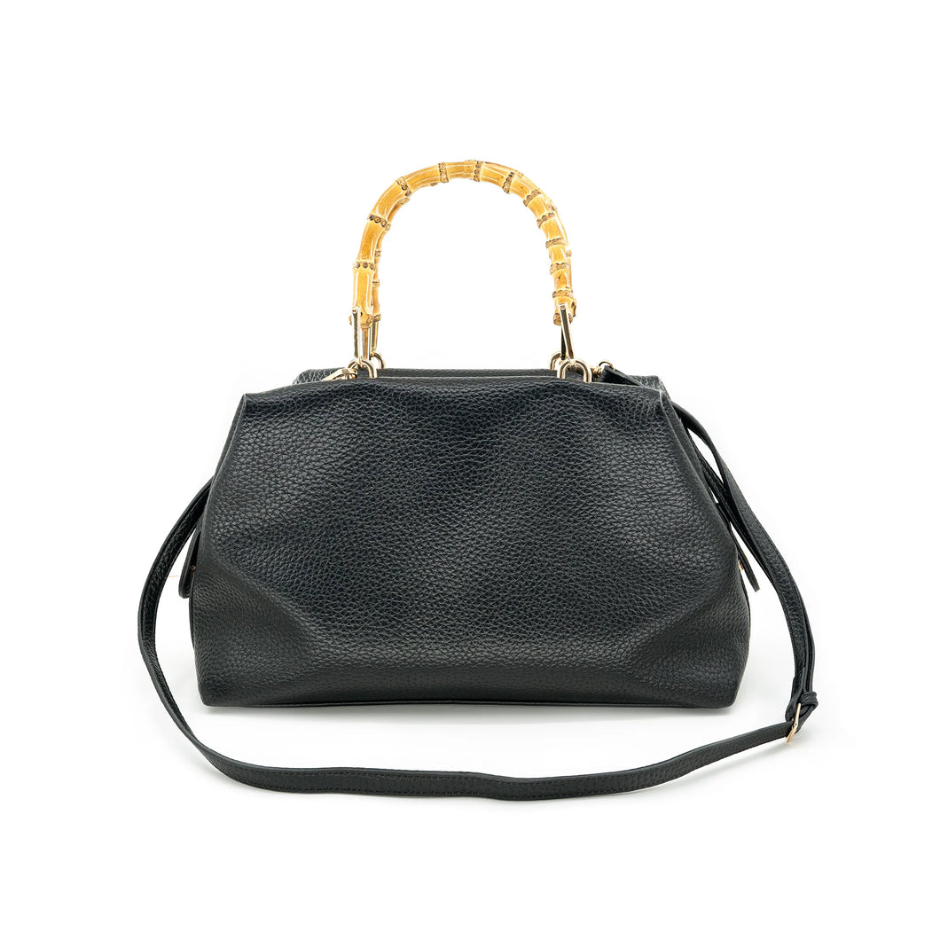 Bamboo Handle Satchel - Black