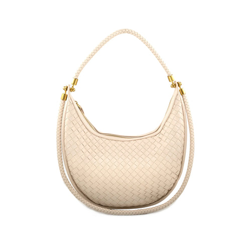 Woven Convertible Hobo - Cream