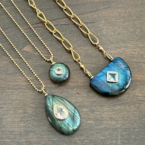Bezeled Labradorite Necklaces (3 Styles)