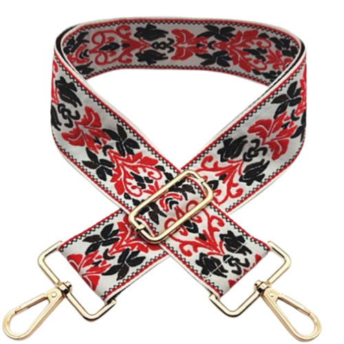 Crossbody Strap - Scroll (Red)