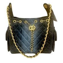 Chain Handle Drawstring Bucket - Black