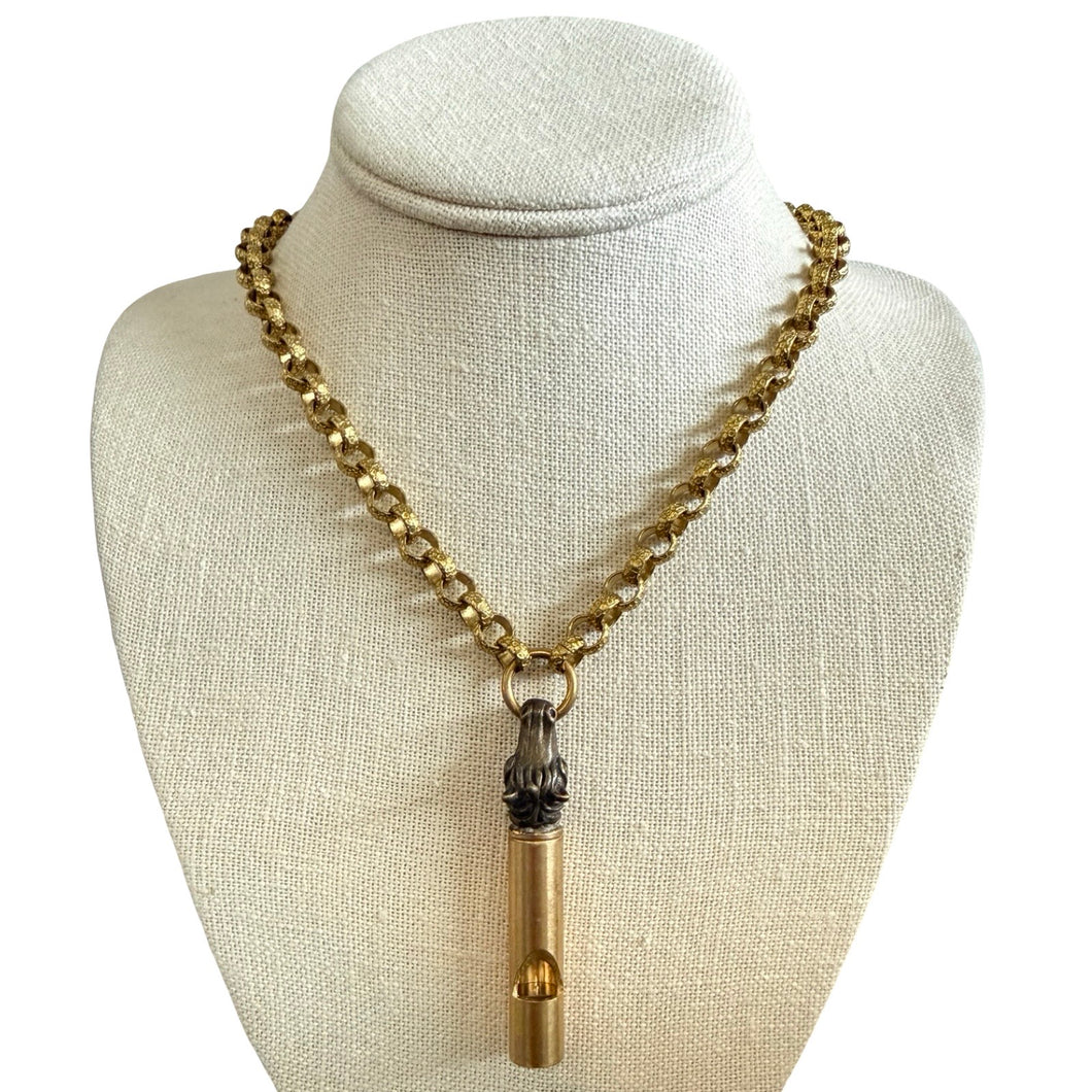 Vintage Whistle Pendant Necklace