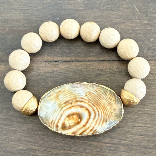 Agate Stretch Bracelet - Yellow