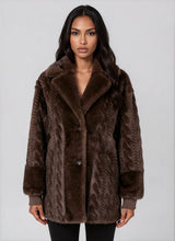 Cabled Faux Fur Coat