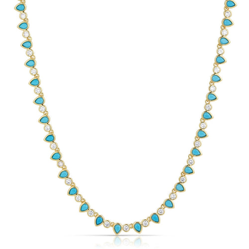 Perfect Pear Tennis Necklace - Turquoise