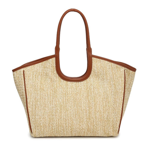 Cutout Handle Straw Tote