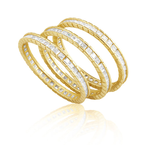 Cushion Cut Ring Set - Gold