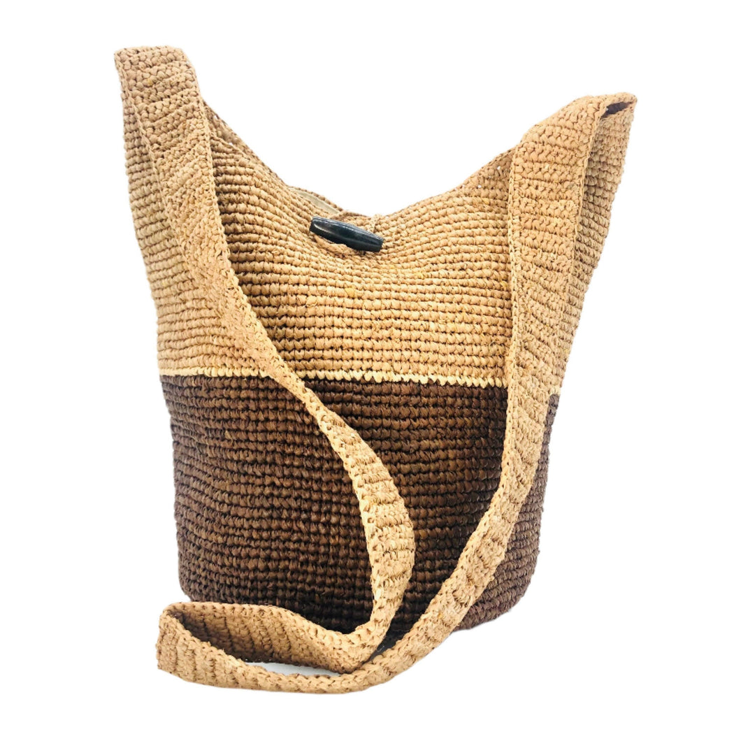 Crocheted Straw Crossbody - Chocolate