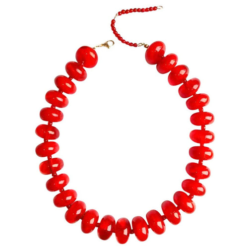 Chunky Rondelle Collar - Red