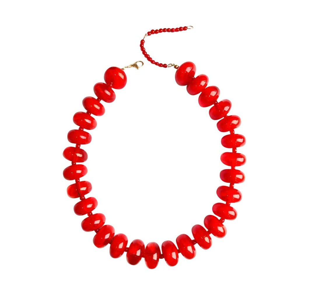 Chunky Rondelle Collar - Red