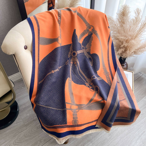 Reversible Wrap - Orange & Navy